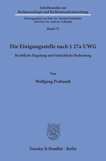 Cover: Die Einigungsstelle nach § 27a UWG