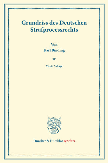 Cover: Grundriss des deutschen Strafprocessrechts