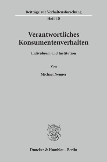 Cover: Verantwortliches Konsumentenverhalten