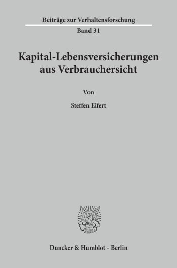 Cover: Kapital-Lebensversicherungen aus Verbrauchersicht