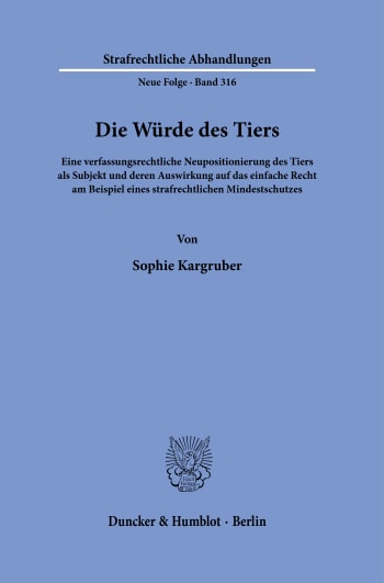 Cover: Die Würde des Tiers