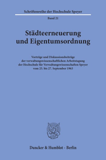 Cover: Städteerneuerung und Eigentumsordnung