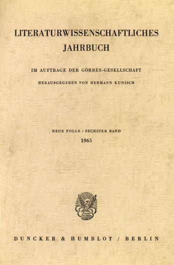 Cover: Literaturwissenschaftliches Jahrbuch