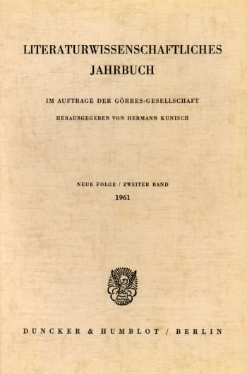 Cover: Literaturwissenschaftliches Jahrbuch