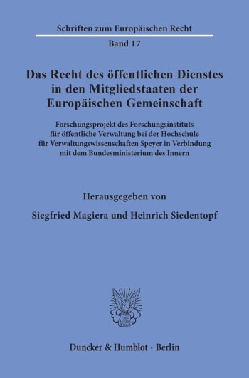 Cover: Das Recht des öffentlichen Dienstes in den Mitgliedstaaten der Europäischen Gemeinschaft