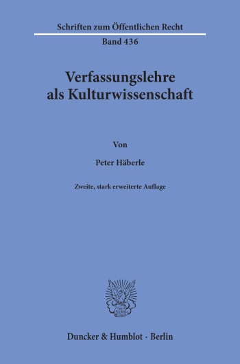 Cover: Verfassungslehre als Kulturwissenschaft