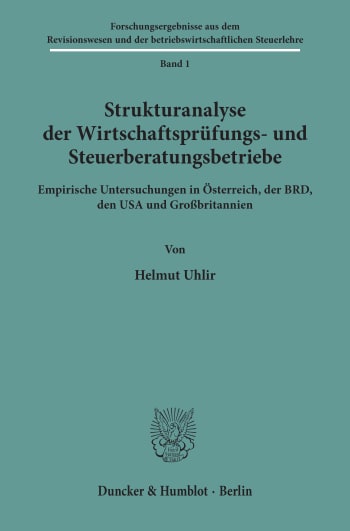 Cover: Strukturanalyse der Wirtschaftsprüfungs- und Steuerberatungsbetriebe