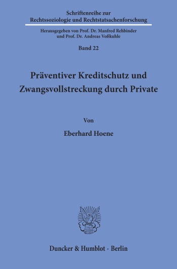 Cover: Präventiver Kreditschutz und Zwangsvollstreckung durch Private