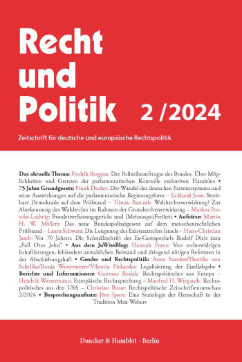 Cover: Recht und Politik (RuP)