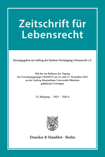 Cover: Zeitschrift für Lebensrecht (ZfL)