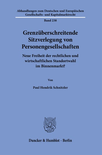 Cover: Grenzüberschreitende Sitzverlegung von Personengesellschaften