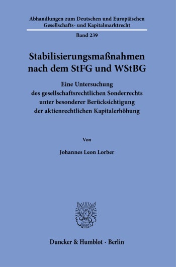 Cover: Stabilisierungsmaßnahmen nach dem StFG und WStBG