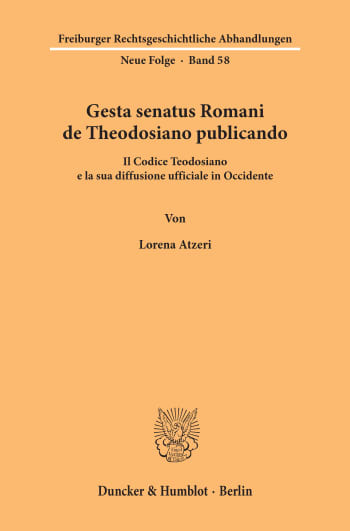 Cover: Gesta senatus Romani de Theodosiano publicando