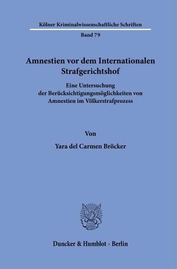 Cover: Amnestien vor dem Internationalen Strafgerichtshof