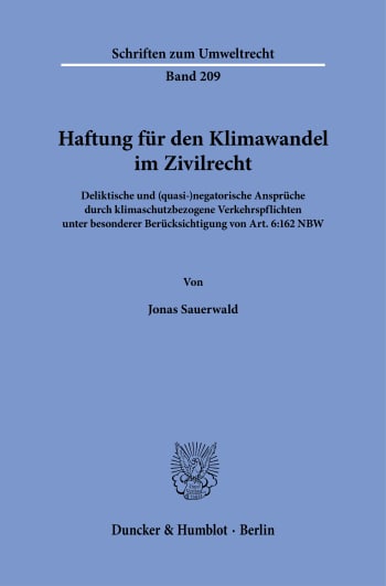 Cover: Haftung für den Klimawandel im Zivilrecht