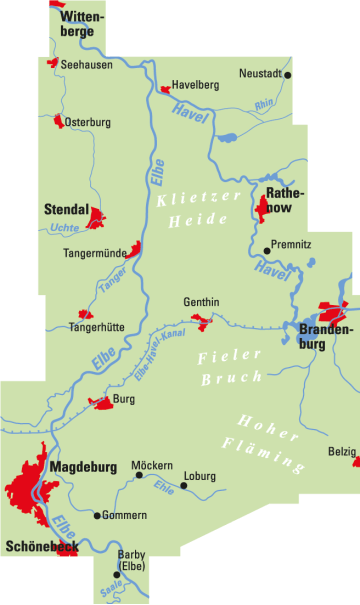 Radkarte, Fahrradkarte, Regionalkarte, ADFC, Elbe, Havel, Wittenberge, Stendal, Rathenow, Brandenburg, Tangermünde, Magdeburg, Schönebeck, Fläming