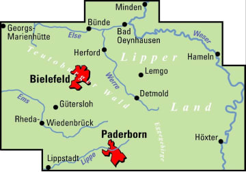 Radkarte, Fahrradkarte, Regionalkarte, ADFC, Ostwestfalen, Minden, Bünde, Bad Oeynhausen, Herford, Bielefeld, Gütersloh, Rheda-Wiedenbrück, Lippstadt, Paderborn, Lemgo, Detmold, Hameln, Höxter, Ems, Lippe, Werre, Else, Weser, Teutoburger Wald