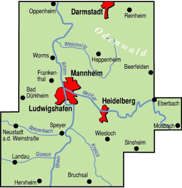 Radkarte, Fahrradkarte, Regionalkarte, ADFC, Darmstadt, Worms, Heppenheim, Mannheim, Ludwigshafen, Heidelberg, Speyer, Wiesloch, Sinsheim, Landau, Bruchsal, Odenwald, Rhein, Neckar