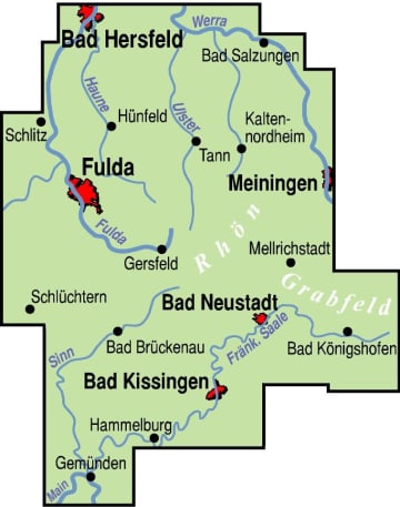 Radkarte, Fahrradkarte, Regionalkarte, ADFC, Rhön, Bad Hersfeld, Bad Salzungen, Fulda, Schlitz, Hünfeld, Tann, Meiningen, Gersfeld, Schlüchtern, Bad Neustadt, Bad Brückenau, Bad Kissingen, Hammelburg, Gemünden, Grabfeld, Fulda, Werra, Ulster, Fränkische Saale