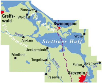 Radkarte, Fahrradkarte, Regionalkarte, ADFC, Usedom, Stettiner Haff, Greiswald, Wolgast, Zinnowitz, Anklam, Ueckermünde, Friedland, Torgelow, Pasewalk, Peene, Uecker, Randow