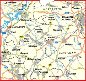 Radkarte, Fahrradkarte, Kreisradwanderkarte, Heinsberg, Viersen, Mönchengladbach, Wegberg, Wassenberg, Hückelhoven, Erkelenz, Linnich, Geilenkirchen, Gangelt, Selfkant, Sittard, Heerlen, Übach-Palenberg, Rur, Schwalm, Niers, Maas