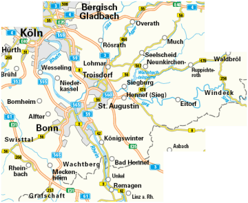 Radkarte, Fahrradkarte, Kreisradwanderkarte, Bergisch Gladbach, Köln, Troisdorf, St. Augustin, Bonn, Siegburg, Hennef, Königswinter, Bad Honnef, Remagen, Meckenheim, Rhein, Sieg, Agger