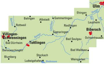 Radkarte, Fahrradkarte, E-Bike-Karte, Regionalkarte, ADFC, Donaubergland, Ulm, Bieberach, Tuttlingen, Villingen-Schwenningen, Donaueschingen, Rottweil, Sigmaringen, Stockach, Ludwigshafen, Bodensee, Neckar, Donau 