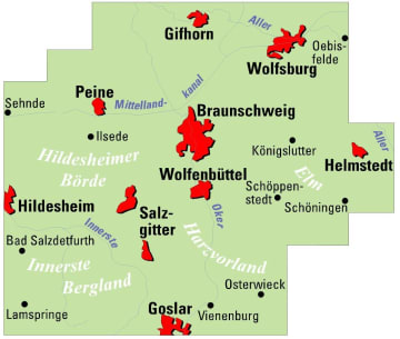 Radkarte, Fahrradkarte, Regionalkarte, ADFC, Gifhorn, Wolfsburg, Braunschweig, Peine, Hildesheim, Salzgitter, Wolfenbüttel, Helmstedt, Goslar, Mittellandkanal, Aller