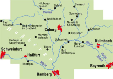 Radkarte, Fahrradkarte, Regionalkarte, ADFC, Coburg, Kronach, Haßfurt, Bamberg, Hildburghausen, Bad Staffelstein, Main, Werra