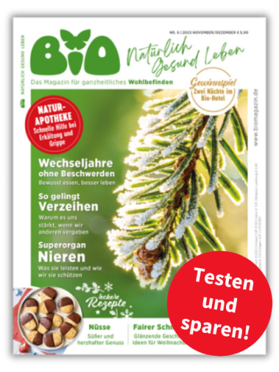 BIO-Cover mit Button „Testen und sparen“