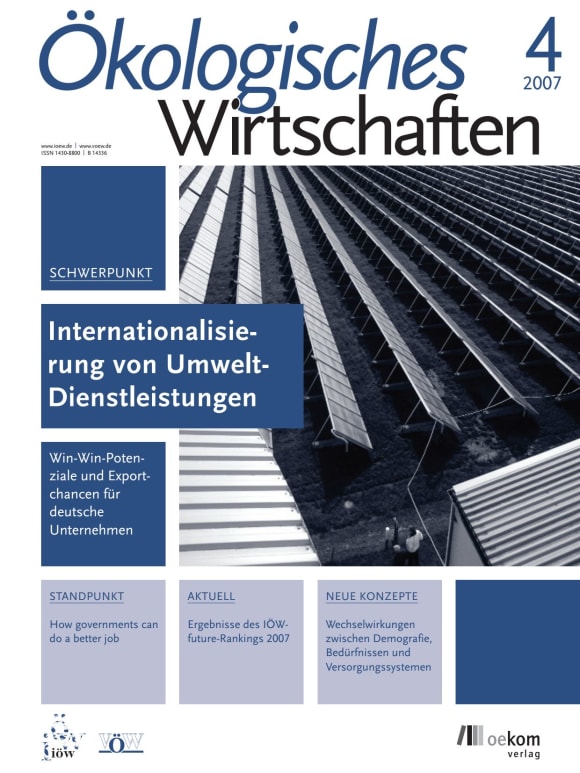 Cover: Internationalisierung von Umweltdienstleistungen