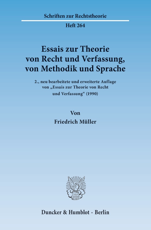 Cover Essais zur Theorie von Recht und Verfassung, von Methodik und Sprache