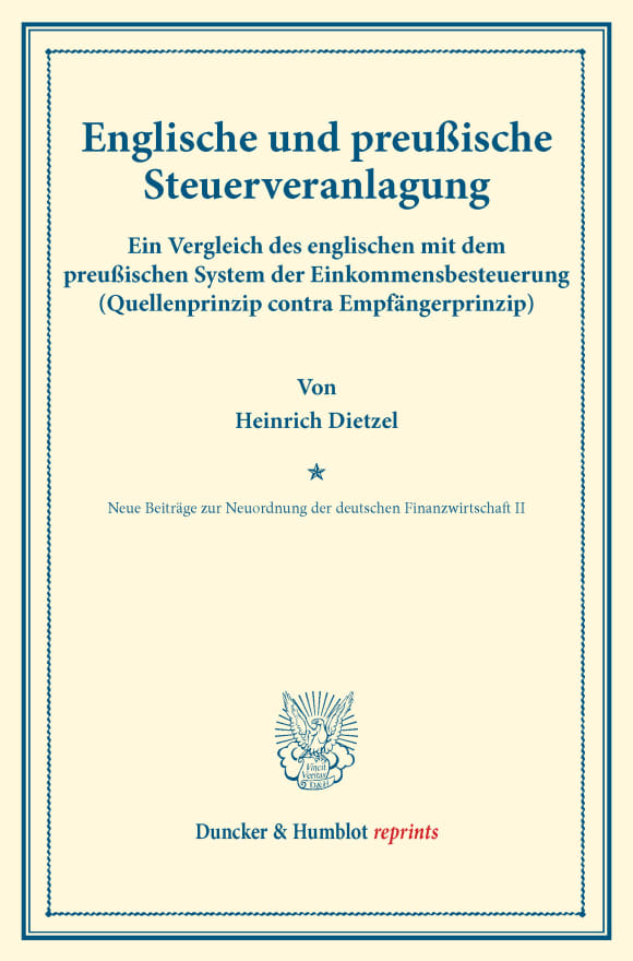 Cover Englische und preußische Steuerveranlagung