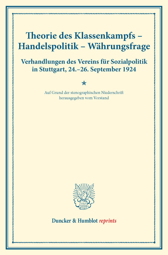 Cover Theorie des Klassenkampfs – Handelspolitik – Währungsfrage