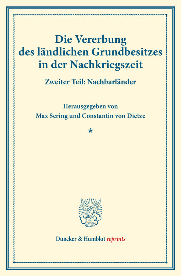 Cover Die Vererbung des ländlichen Grundbesitzes in der Nachkriegszeit