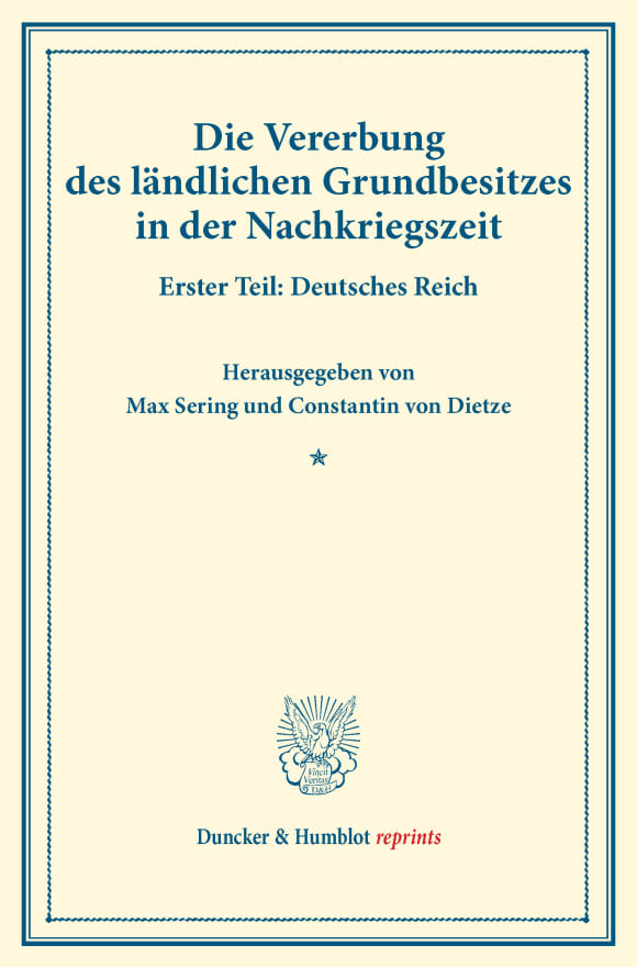 Cover Die Vererbung des ländlichen Grundbesitzes in der Nachkriegszeit