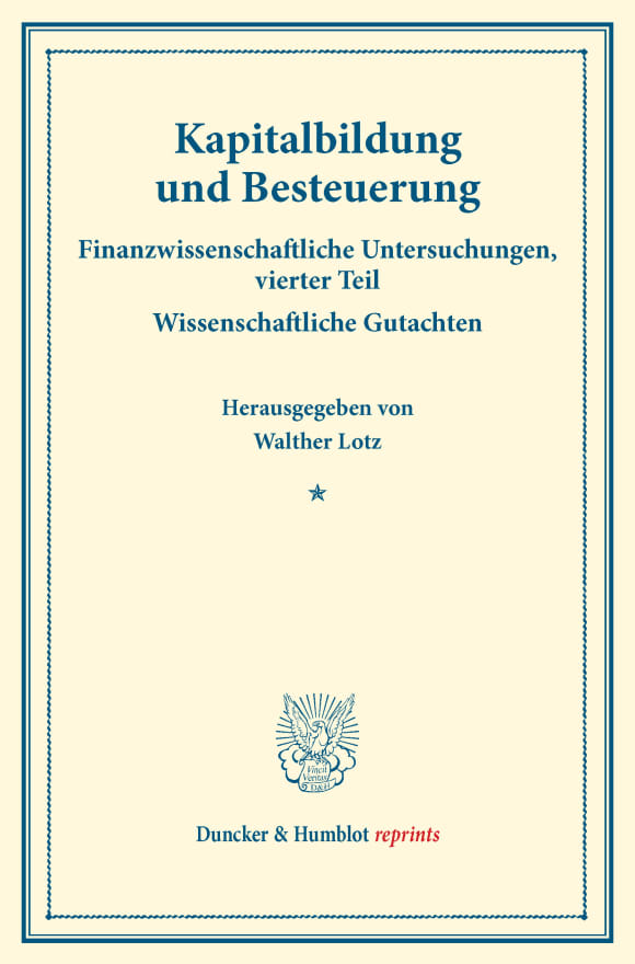 Cover Kapitalbildung und Besteuerung