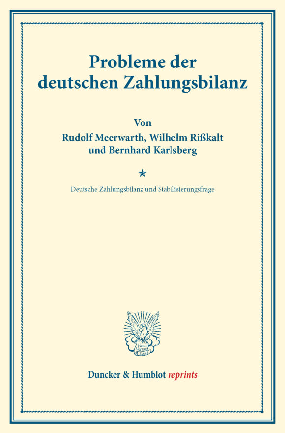 Cover Probleme der deutschen Zahlungsbilanz