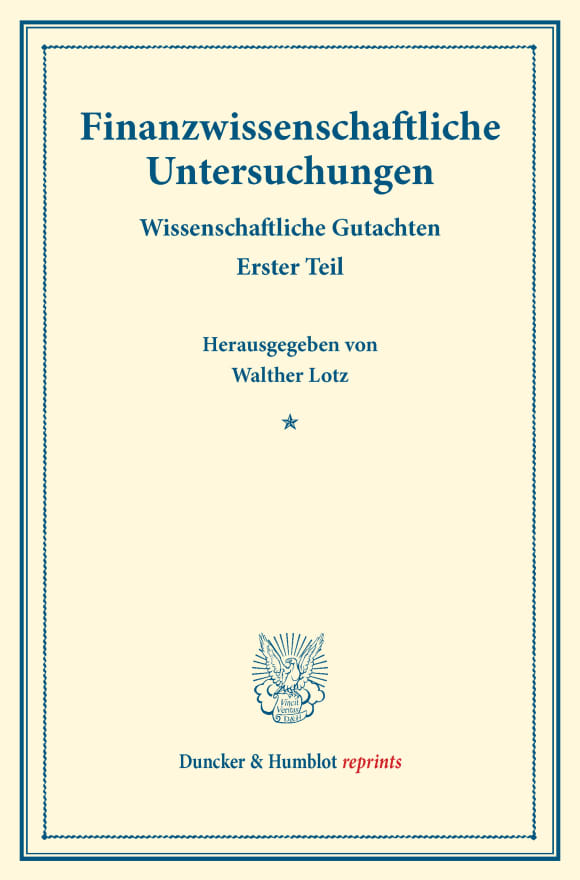 Cover Finanzwissenschaftliche Untersuchungen