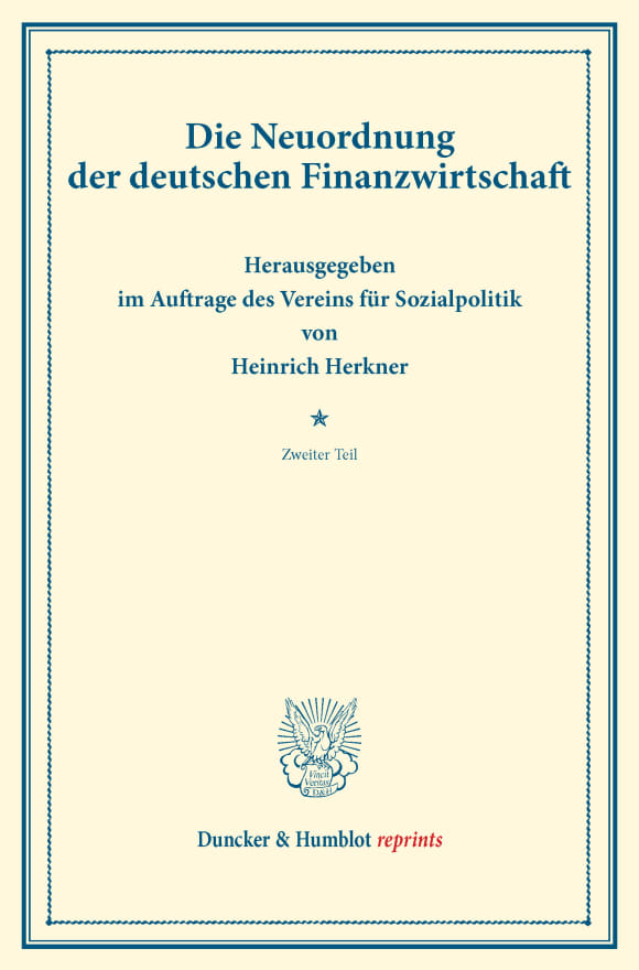 Cover Die Neuordnung der deutschen Finanzwirtschaft