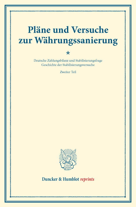 Cover Pläne und Versuche zur Währungssanierung