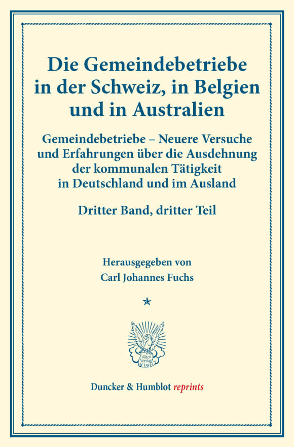 Cover Gemeindebetriebe in der Schweiz, in Belgien und in Australien