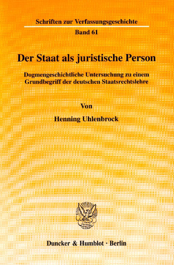 Cover Der Staat als juristische Person