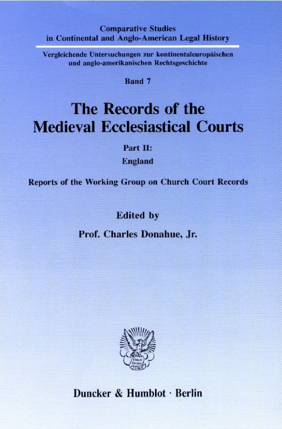 Cover The Records of the Medieval Ecclesiastical Courts