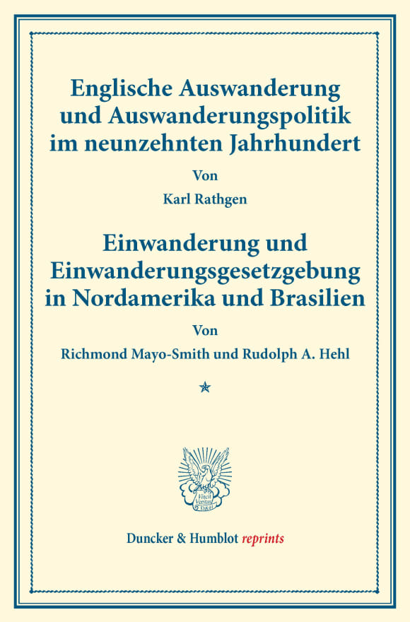 Cover Englische Auswanderung und Auswanderungspolitik