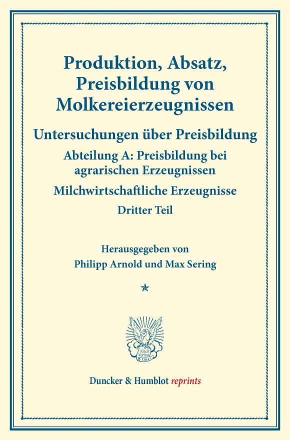 Cover Produktion, Absatz, Preisbildung von Molkereierzeugnissen