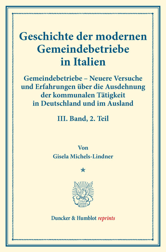 Cover Geschichte der modernen Gemeindebetriebe in Italien