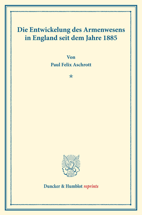 Cover Die Entwickelung des Armenwesens in England