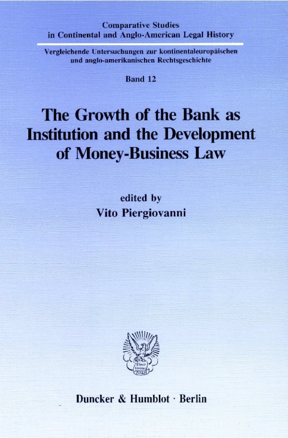 Cover The Growth of the Bank as Institution and the Development of Money-Business Law