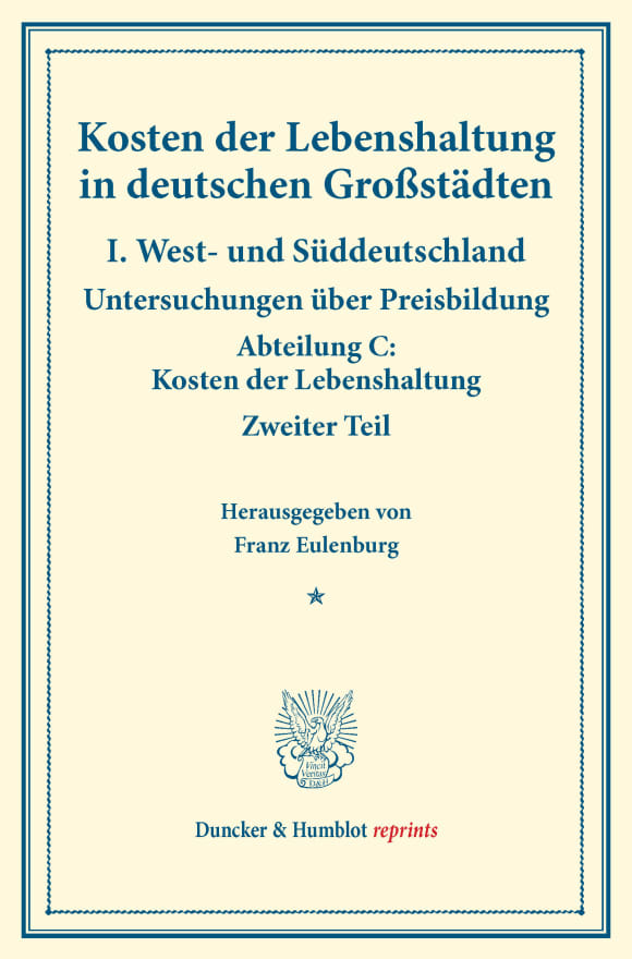 Cover Kosten der Lebenshaltung in deutschen Großstädten